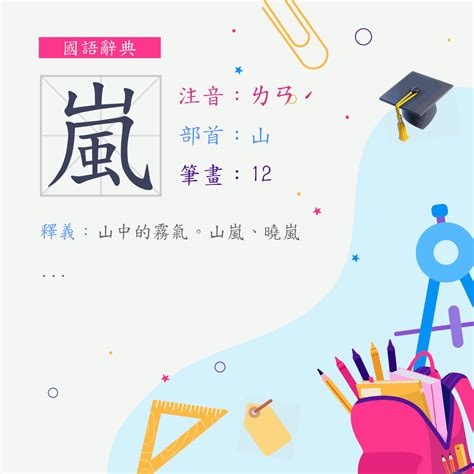 嵐意思|字:嵐 (注音:ㄌㄢˊ,部首:山) 